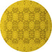 Round Oriental Yellow Traditional Rug, abs2581yw