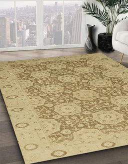 Abstract Cinnamon Brown Oriental Rug in Family Room, abs2581
