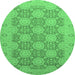 Round Oriental Emerald Green Traditional Rug, abs2581emgrn