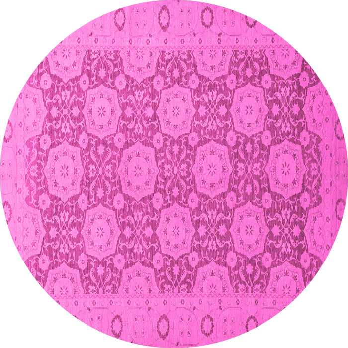 Round Oriental Pink Traditional Rug, abs2581pnk
