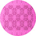 Round Oriental Pink Traditional Rug, abs2581pnk