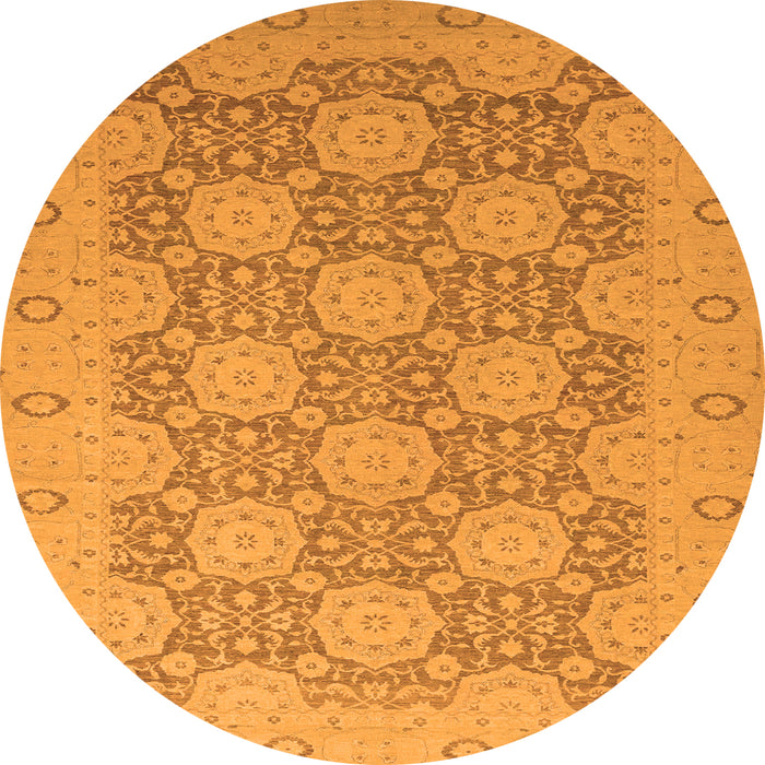 Round Oriental Orange Traditional Rug, abs2581org