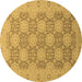 Round Oriental Brown Traditional Rug, abs2581brn