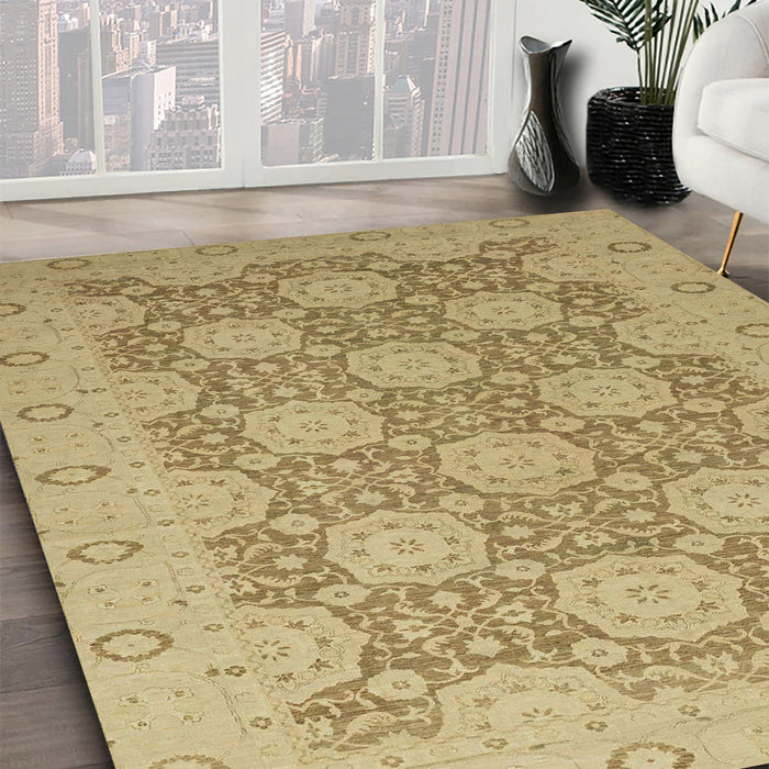Abstract Cinnamon Brown Oriental Rug in Family Room, abs2581