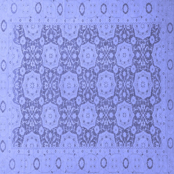 Square Machine Washable Oriental Blue Traditional Rug, wshabs2581blu