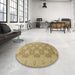 Round Abstract Cinnamon Brown Oriental Rug in a Office, abs2581