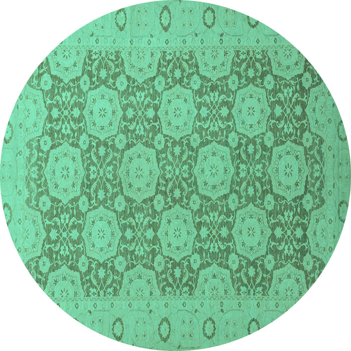 Round Oriental Turquoise Traditional Rug, abs2581turq