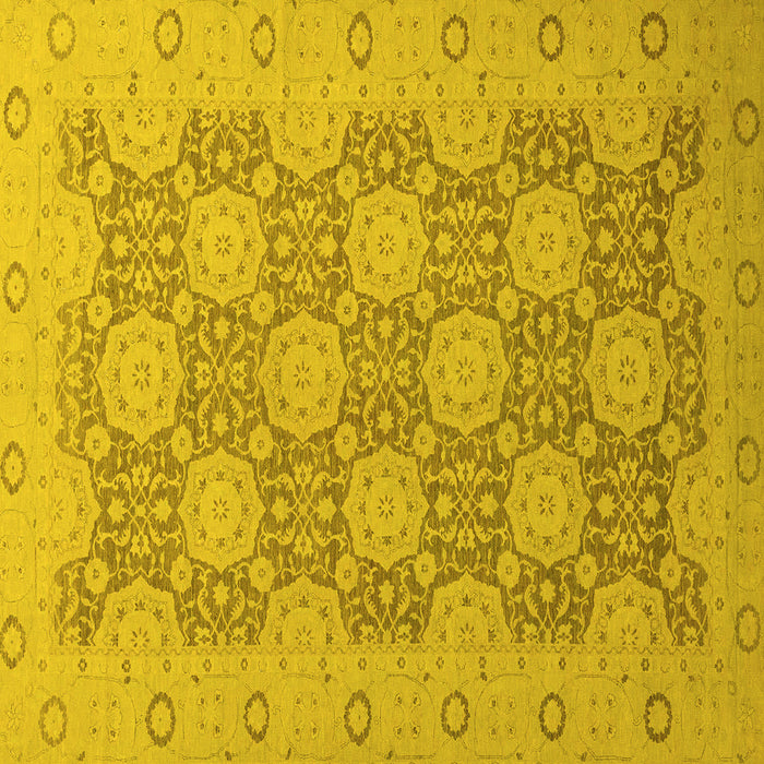Square Oriental Yellow Traditional Rug, abs2581yw