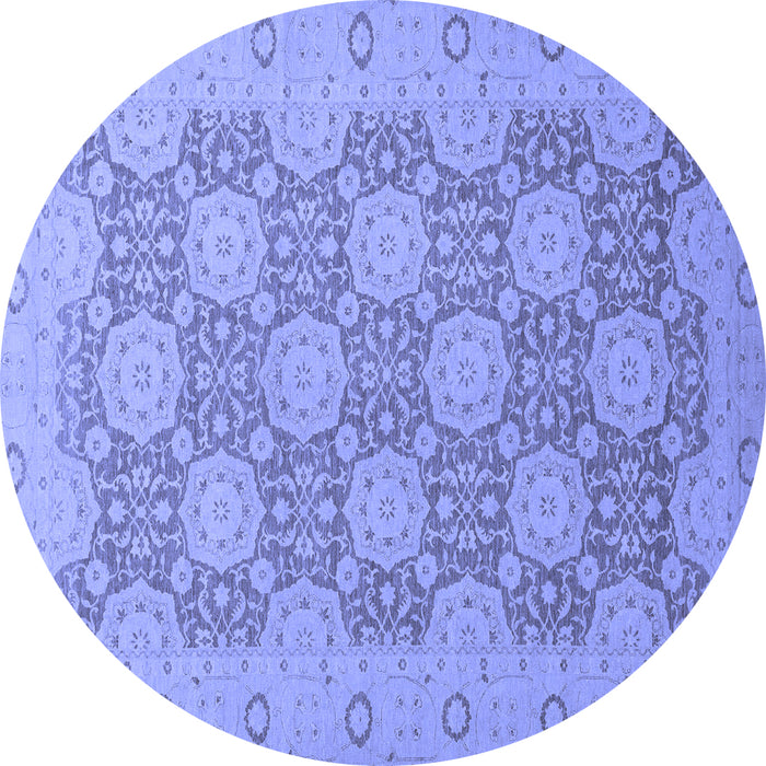 Round Oriental Blue Traditional Rug, abs2581blu