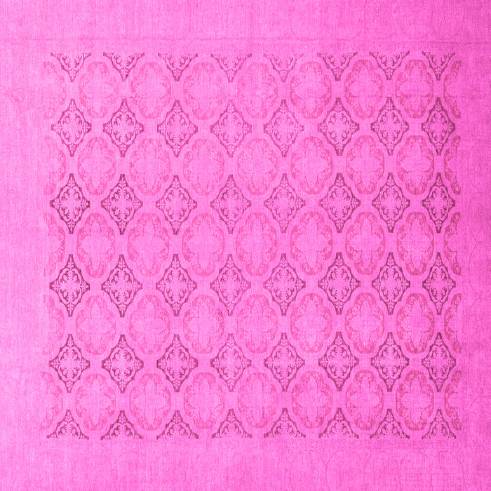 Square Machine Washable Oriental Pink Traditional Rug, wshabs2582pnk