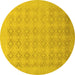 Round Machine Washable Oriental Yellow Traditional Rug, wshabs2582yw