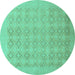 Round Oriental Turquoise Traditional Rug, abs2582turq