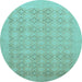 Round Oriental Light Blue Traditional Rug, abs2582lblu