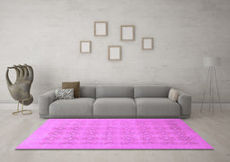Machine Washable Oriental Purple Traditional Area Rugs in a Living Room, wshabs2582pur
