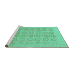 Sideview of Machine Washable Oriental Turquoise Traditional Area Rugs, wshabs2582turq
