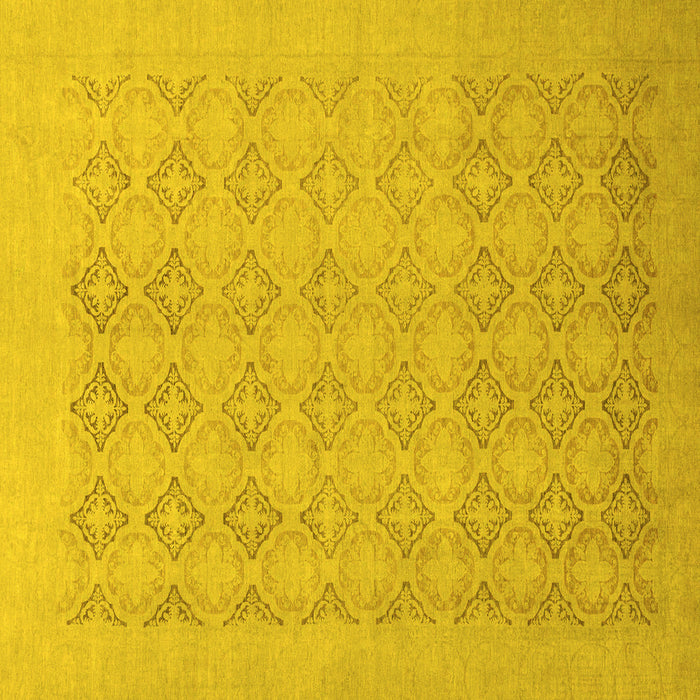 Square Machine Washable Oriental Yellow Traditional Rug, wshabs2582yw