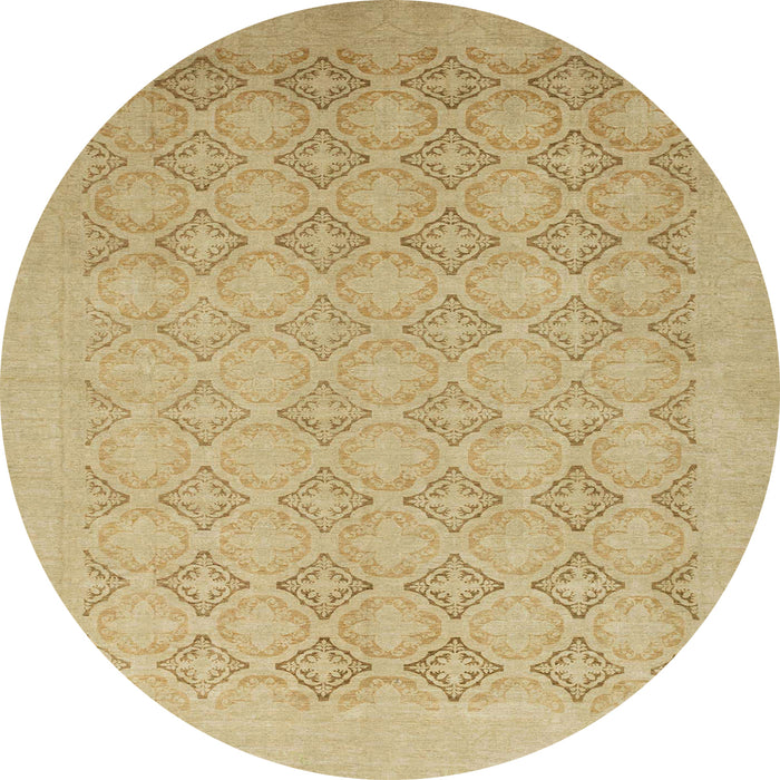 Round Abstract Orange Gold Oriental Rug, abs2582