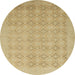 Round Abstract Orange Gold Oriental Rug, abs2582