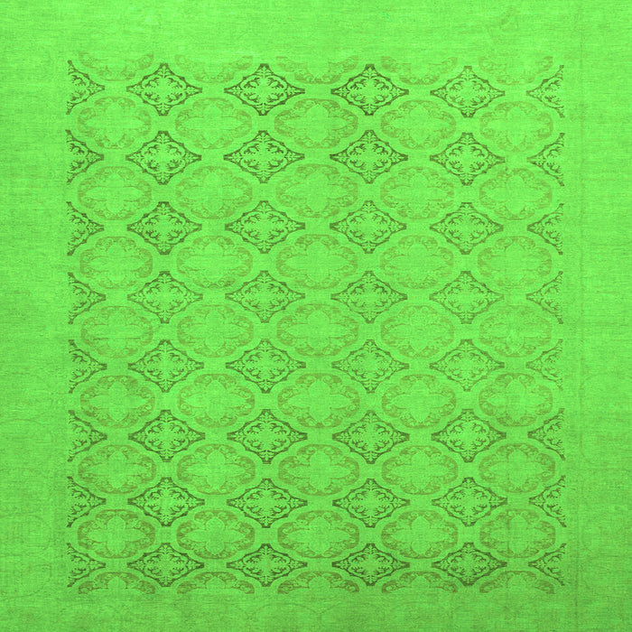 Square Machine Washable Oriental Green Traditional Area Rugs, wshabs2582grn