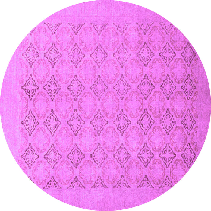 Round Machine Washable Oriental Purple Traditional Area Rugs, wshabs2582pur