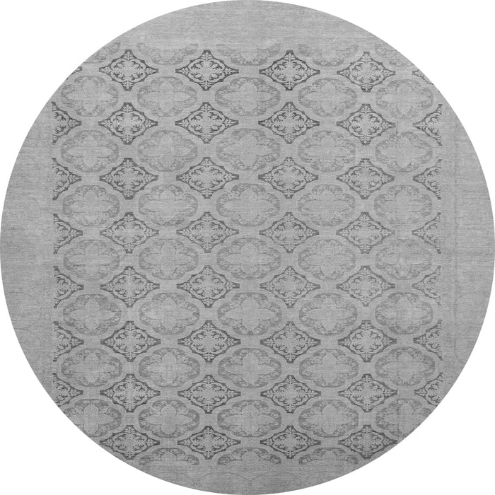 Round Machine Washable Oriental Gray Traditional Rug, wshabs2582gry