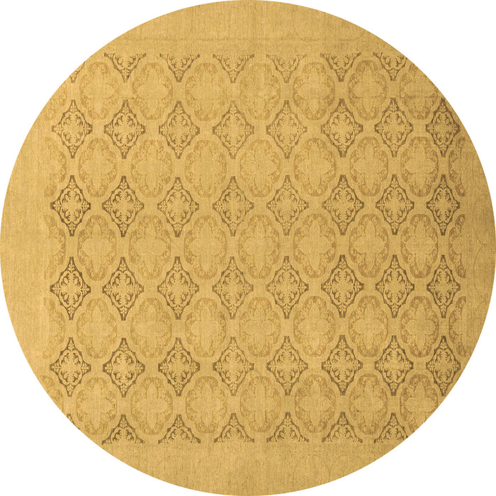 Round Machine Washable Oriental Brown Traditional Rug, wshabs2582brn