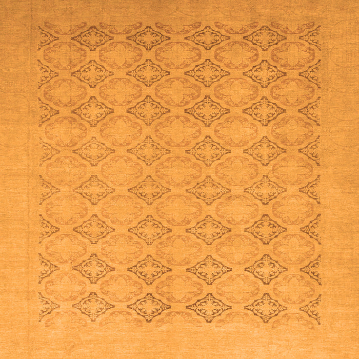 Square Machine Washable Oriental Orange Traditional Area Rugs, wshabs2582org