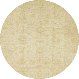 Round Abstract Brown Gold Oriental Rug, abs2583