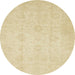 Round Abstract Brown Gold Oriental Rug, abs2583