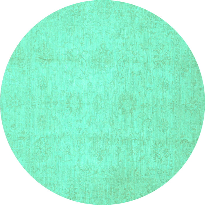 Round Oriental Turquoise Traditional Rug, abs2583turq