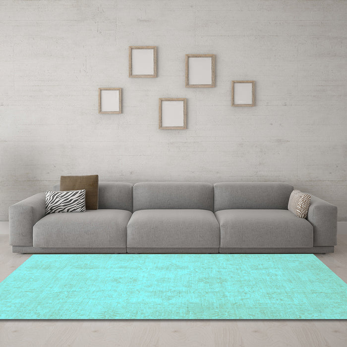 Machine Washable Oriental Light Blue Traditional Rug in a Living Room, wshabs2583lblu