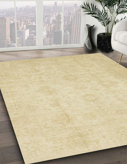 Abstract Brown Gold Oriental Rug in Family Room, abs2583