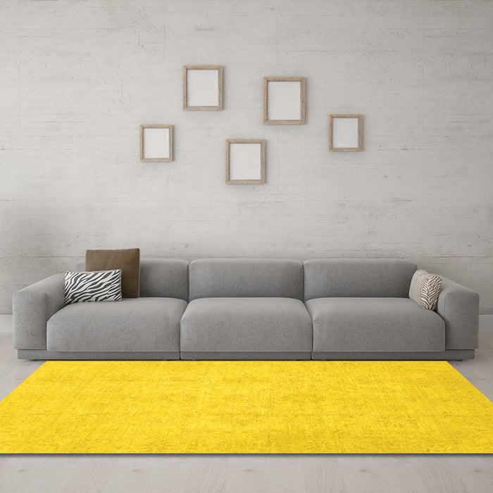 Machine Washable Oriental Yellow Traditional Rug in a Living Room, wshabs2583yw