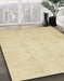 Abstract Brown Gold Oriental Rug in Family Room, abs2583