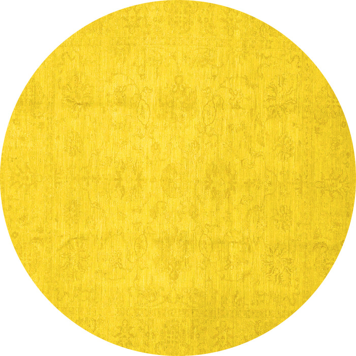 Round Oriental Yellow Traditional Rug, abs2583yw