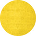 Round Oriental Yellow Traditional Rug, abs2583yw