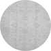 Round Machine Washable Oriental Gray Traditional Rug, wshabs2583gry