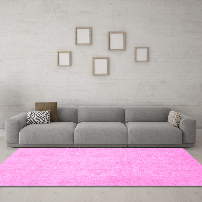 Machine Washable Oriental Pink Traditional Rug in a Living Room, wshabs2583pnk