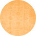 Round Machine Washable Oriental Orange Traditional Area Rugs, wshabs2583org