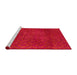 Sideview of Machine Washable Abstract Red Rug, wshabs2584