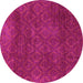 Round Machine Washable Abstract Purple Modern Area Rugs, wshabs2584pur