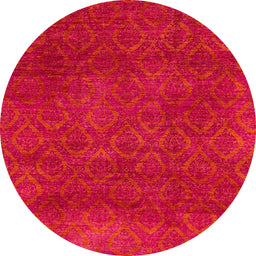 Round Machine Washable Abstract Red Rug, wshabs2584