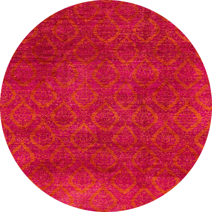 Round Machine Washable Abstract Red Rug, wshabs2584