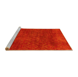 Sideview of Machine Washable Abstract Yellow Modern Rug, wshabs2584yw