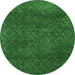 Round Abstract Emerald Green Modern Rug, abs2584emgrn