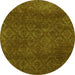 Round Abstract Green Modern Rug, abs2584grn