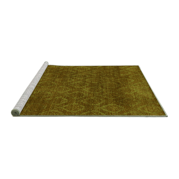 Sideview of Machine Washable Abstract Green Modern Area Rugs, wshabs2584grn
