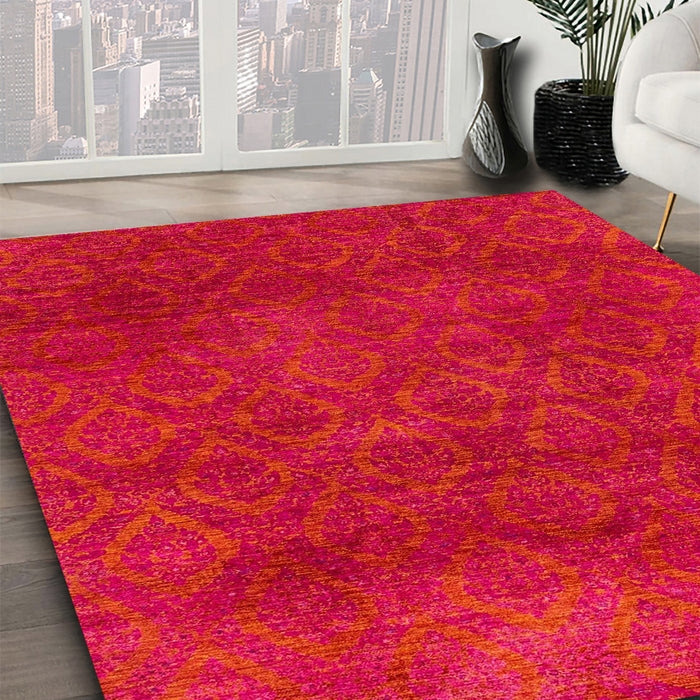 Machine Washable Abstract Red Rug in a Family Room, wshabs2584