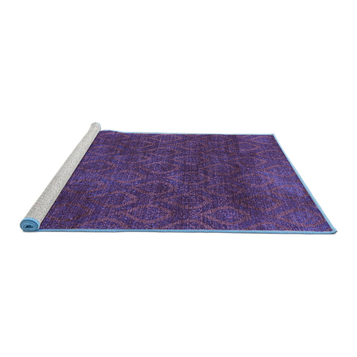 Sideview of Machine Washable Abstract Blue Modern Rug, wshabs2584blu