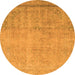 Round Abstract Orange Modern Rug, abs2585org